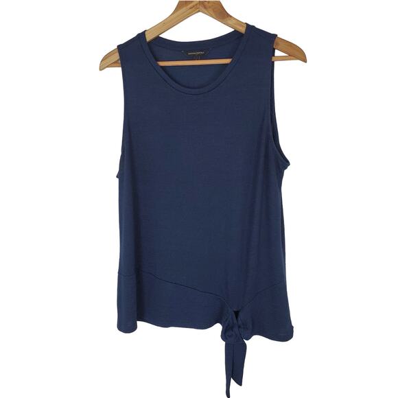 Banana Republic Factory Navy Sleeveless Tie Detail Scoop Neck Tank Top Large - Picture 1 of 4